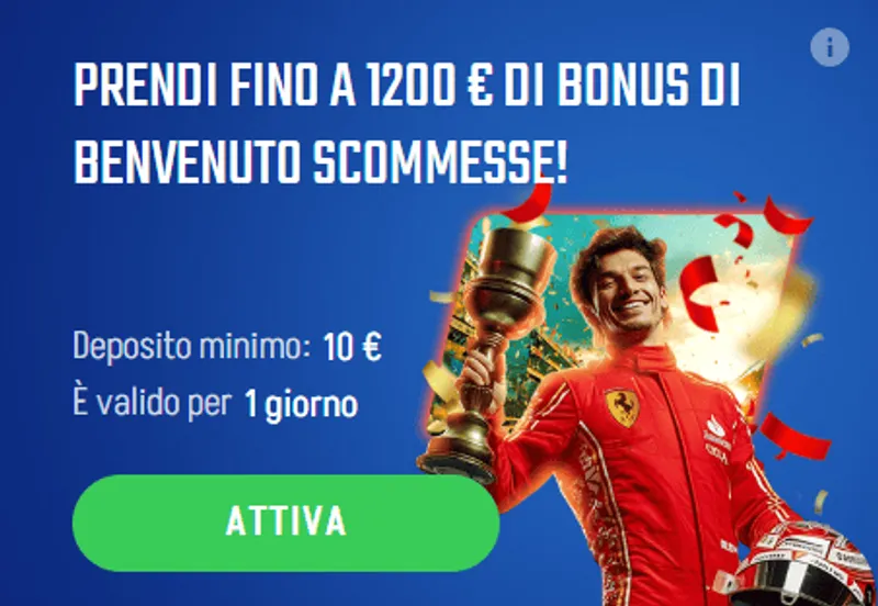 Prendi fino a 1200 euro di bonus di benvenuto scommesse